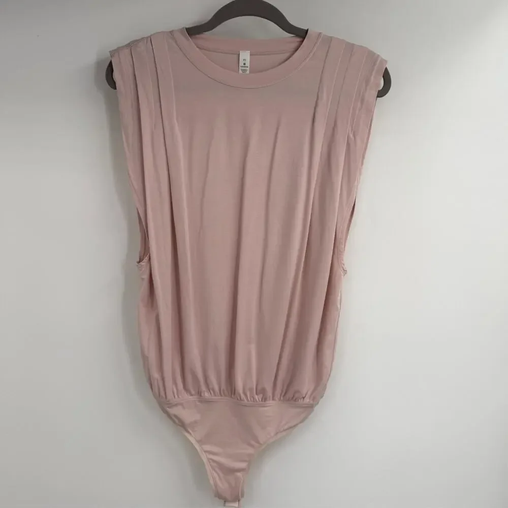 Lululemon Hour to Hour Bodysuit XS Pink Sleeveless Boxy Thong Stretch Minimalist